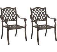 vidaXL Chaise de jardin, lot de 2, bronze, 56 x 55 x 92,5 cm, aluminium