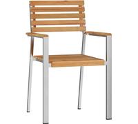vidaXL Chaise de jardin, lot de 2, en teck massif et acier inoxydable
