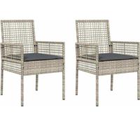 vidaXL Chaise de jardin, lot de 2, gris clair, 55 x 53 x 85 cm, polyrotin