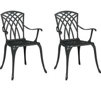 vidaXL Chaise de jardin, lot de 2, noir, 53 x 51 x 88,5 cm, aluminium