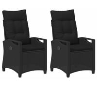 vidaXL Chaise de jardin, lot de 2, noir, 56 x 64 x 94 cm, acier et polyester