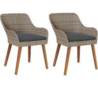 vidaXL Chaise de jardin, lot de 2, noir, 62,5 x 55 x 82 cm, rotin synthétique