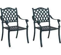 vidaXL Chaise de jardin, lot de 2, vert, 56 x 55 x 92,5 cm, aluminium