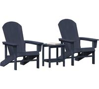 vidaXL Chaise de jardin, lot de 3, bleu marine, polyéthylène