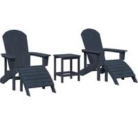 vidaXL Chaise de jardin, lot de 3, bleu marine, polyéthylène