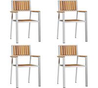 vidaXL Chaise de jardin, lot de 4, en bois d'acacia massif et acier inoxydable