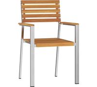 vidaXL Chaise de jardin – Lot de 4 – Acacia massif & acier inoxydable – Marron