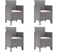 vidaXL Chaise de jardin, lot de 4, gris clair, 53 x 49 x 85 cm, polypropylène