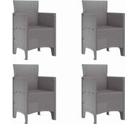 vidaXL Chaise de jardin, lot de 4, gris clair, 53 x 49 x 85 cm, polypropylène