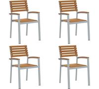 vidaXL Chaise de jardin, lot de 4, marron, 56 x 57 x 87 cm, bois massif d'acacia
