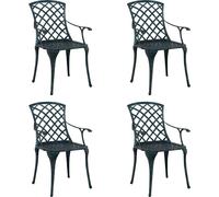 vidaXL Chaise de jardin, lot de 4, vert, aluminium, 61 x 60,5 x 93 cm