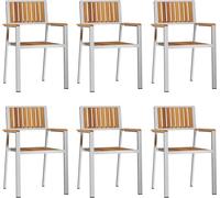 vidaXL Chaise de jardin, lot de 6, en bois d'acacia massif et acier inoxydable