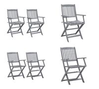 vidaXL Chaise de jardin pliante 2 pcs. avec coussin Bois massif Acacia - Chaise de jardin - Chaise de jardin en bois - Chaises de jardin en bois