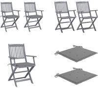 vidaXL Chaise de jardin pliante 2 pcs. avec coussin en bois massif d'acacia - Chaise de jardin - Chaise de jardin en bois - Chaises de jardin en bois