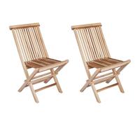 vidaXL Chaise de Jardin Pliante 2 pcs Naturel Bois de Teck Massif, Chaise d'extérieur en Teck Moderne, siège Pliant pour Jardin, mobilier de Patio, Pliable