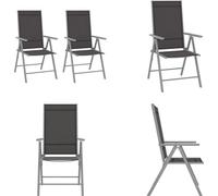 vidaXL Chaise de jardin pliante 2 pcs. Textilene Noir - Chaise de jardin - Chaise pliante - Chaise pliante