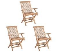 vidaXL Chaise de Jardin Pliante 3 pcs Naturel Bois de Teck Massif, Chaise Pliante en Teck Moderne, mobilier de Jardin, Gain de Place, Design élégant, Parfait pour dîner en extérieur