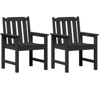 vidaXL Chaise de jardin pour salle à manger, lot de 2, noir, 65,5 x 59 x 88 cm, HDPE