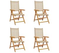 vidaXL Chaise de jardin Réglable 4 pcs. Beige Poly Rotin Massif