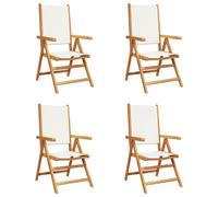 vidaXL Chaise de jardin Réglable 4 pcs. Blanc crème Tissu et bois massif