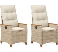 vidaXL Chaise de jardin réglable Beige et crème 64 x 57,5 x 112 cm
