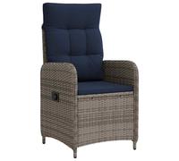 vidaXL : Chaise de jardin réglable, gris et bleu marine
