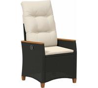 vidaXL Chaise de jardin réglable, noir et crème, 64 x 57,5 x 112 cm