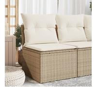 vidaXL Fauteuil de jardin sans accoudoirs avec coussins Beige Poly Rattan