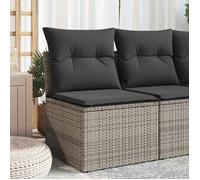vidaXL Fauteuil de jardin sans accoudoirs Poly rotin avec coussins gris