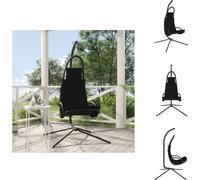 vidaXL Chaise de jardin suspendue avec coussin Tissu Oxford noir et acier - Balançoires de jardin