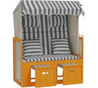 vidaXL Chaise de plage avec coussins Poly rotin & bois massif blanc & gris