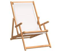 vidaXL Chaise de plage pliante bois massif teck crème