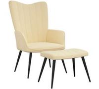 vidaXL Chaise de relaxation avec repose-pied Blanc crème Velours Blanc G