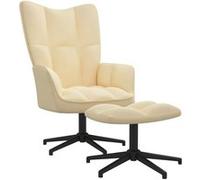 vidaXL Chaise de relaxation avec tabouret Blanc crème Velours