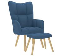 vidaXL Chaise de Relaxation avec Repose-Pied Bleu Tissu, Chaise, Fauteuil Relax, Fauteuil Relax en Tissu, Chaise de Salon, Chaise en Tissu