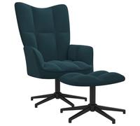 vidaXL Chaise de relaxation avec repose-pied Bleu Velours Bleu G