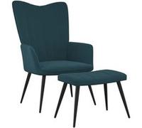 Chaise de relaxation avec repose-pied Bleu Velours