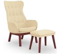 vidaXL Chaise de relaxation avec repose-pied Crème Tissu