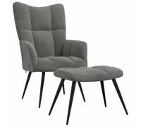 vidaXL Chaise de Relaxation avec Repose-Pied Fauteuil de Détente Siège de Relaxation Chaise de Détente Salon Salle de Séjour Gris Foncé Velours
