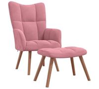vidaXL Chaise de Relaxation avec Repose-Pied Fauteuil de Détente Siège de Relaxation Chaise de Détente Salon Salle de Séjour Rose Velours