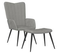 vidaXL Chaise de Relaxation avec Repose-Pied Gris Clair Velours