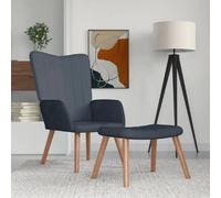 vidaXL Chaise de relaxation avec repose-pied - Gris foncé