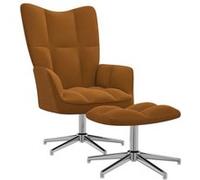 vidaXL Chaise de relaxation avec repose-pied Marron Velours Brun G