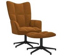 vidaXL Chaise de relaxation avec repose-pied Marron Velours Marron G