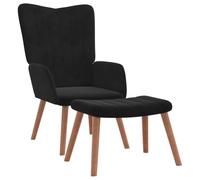 vidaXL Chaise de relaxation avec repose-pied Velours noir pour salon