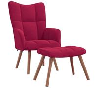 vidaXL Chaise de Relaxation avec Repose-Pied Fauteuil de Détente Siège de Relaxation Chaise de Détente Salon Salle de Séjour Rouge Bordeaux Velours