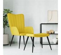 vidaXL Chaise de relaxation avec repose-pied – Fauteuil salon velours jaune moutarde