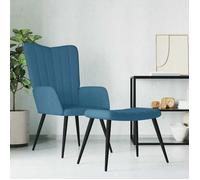 Chaise de relaxation avec repose-pied Bleu Velours