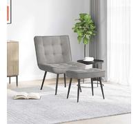 vidaXL Chaise de relaxation avec tabouret Gris clair Velours