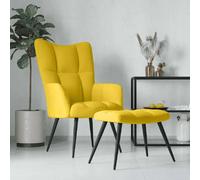 vidaXL Chaise de relaxation avec tabouret - Jaune moutarde